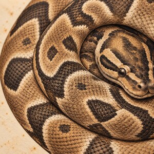 Lámina vintage de pitón bola, póster de historia natural de Python regius, grabado zoológico antiguo para pared. imagen 3