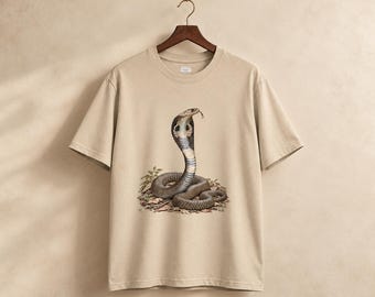 Camiseta King Cobra, Gravura Vintage, Camiseta de História Natural, Presente para Amantes de Répteis