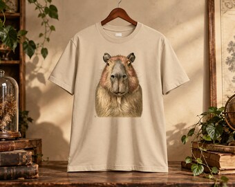 Camiseta Capivara, Gravura Vintage, Camiseta de História Natural, Presente para Amantes da Vida Selvagem