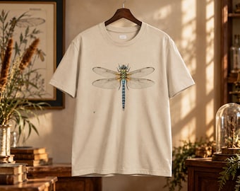Camiseta Libélula Imperador, Gravura Vintage, Camiseta de História Natural, Presente para Amantes de Insetos