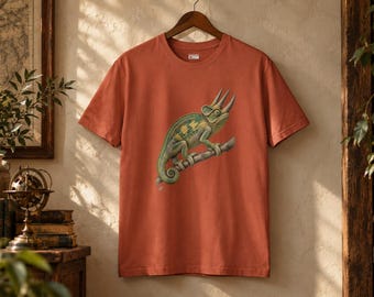 Camiseta de camaleón de Jackson, grabado vintage, camiseta de historia natural, regalo para amantes de los reptiles