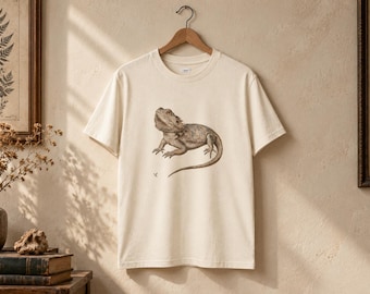 Camiseta de dragón barbudo, ilustración científica, camiseta de historia natural, regalo para amantes de los reptiles