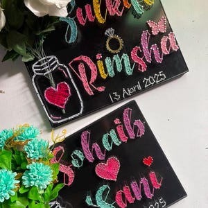 Cuadro decorativo personalizado con nombres de pareja, regalo de boda a medida, adorno de pared para aniversario (40 x 30 cm)