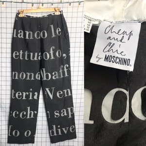 Vintage Retro Moschino Cheap & Chic Print Spell Out Sheer Capri Crop Pants Size 10