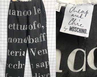 Vintage Retro Moschino Cheap & Chic Print Spell Out Sheer Capri Crop Pants Size 10