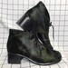 Vintage 90's Franco Sarto Green & Black Cow Print Desert Chunky Heel Platform Shoes Size 6.5 
