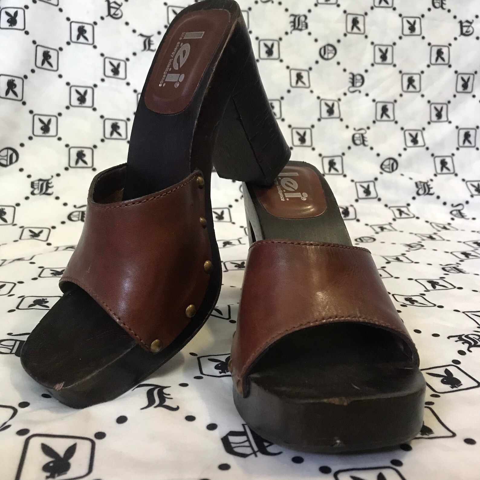 Vintage LEI Chunky Platform/Flatform Wooden Heel Sandals Size | Etsy