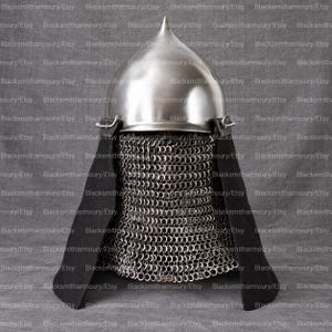 Medeltida kittelhatt hjälm medeltida vikingahjälm medeltida östlig keshiktenhjälm med nitad ringbrynja och vaddering Cosplay, rollspel, hjälm