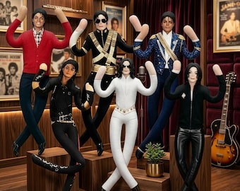 Pop Star Collectible Figure, Music Fan Keepsake, Michael Jackson Inspired Poseable Plush Doll