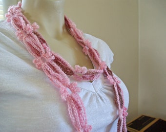 Crochet Skinny Flower Chain Scarf