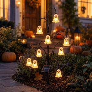 Luz solar fantasma, estaca para jardín de Halloween
