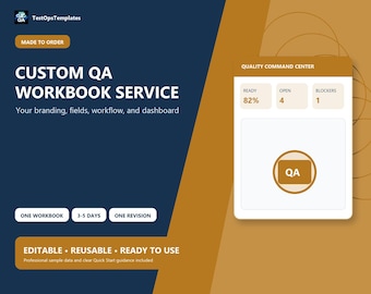 Custom QA Workbook Service | Personalized Excel or Google Sheets Testing Template, Dashboard & Branding