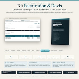 Kit Faturação & Devis Excel + Manuel PDF | Facture Auto-Empreendedor, Menciona Obrigatórios | Planilhas Google
