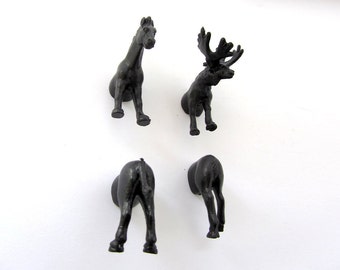 North American Animal Magnets - 4 piece set -  Black Moose and Horse Guy Magnets - Perfect Fathers Day Gift