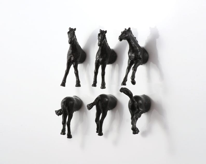 Horses Magnet Set 6 piece set black horses image 1