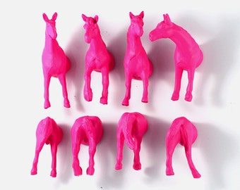 Pink Horse magnets for teen girls or Pink Wedding favor - pink escort cards - pink placecards