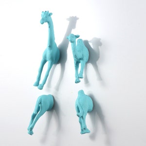 Safari Animal Magnet Set 4 piece set Matte Blue Giraffe and Camel Magnets man gift image 1