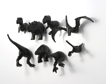 Prehistoric Dinosaur Magnet Set - 8 piece set -  Jet Black Dinosaurs - Easter Hunt gift