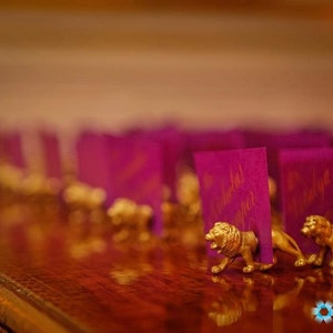 Jungle theme escort cards Gold place cards 50 magnets 25 full animals pink and gold wedding image 3