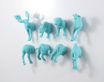 Huge Magnet Animal Set: Moose - Camel - Tiger - Rhino - 8 piece set - perfect for sibling gifts