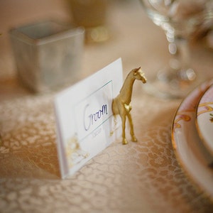 Jungle theme escort cards Gold place cards 50 magnets 25 full animals pink and gold wedding image 1