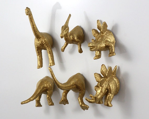 Dinosaur 6 Pack Gold Magnets Wedding Favor Home Decor Funky 