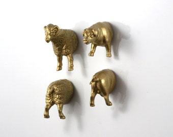 Magnet Farm Animals - 4 piece set - Gold Sheep and Pig Duo Best Friends Forever