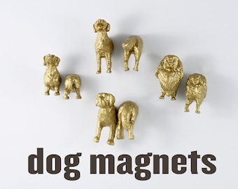 Coworker Gag gift - Dog Magnet Set of eight 8 magnets in metallic shiny gold