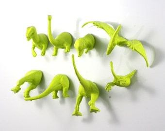 Dinosaur Magnets - 8 piece set in Chartreuse - Apple Green Extinct - Fill your pinata