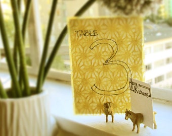 Vintage wedding placecard or table number animal holders - Set of 100 animals (200 magnets) - any combination of color or type