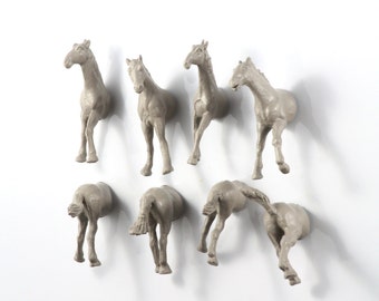 Wild Stallion Horse pack Magnet Set - 8 piece set - grey gray horses for a horse lover