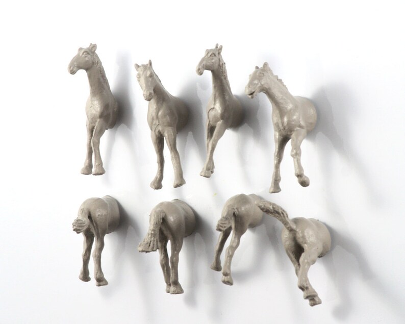 Wild Stallion Horse pack Magnet Set 8 piece set grey gray horses for a horse lover image 1