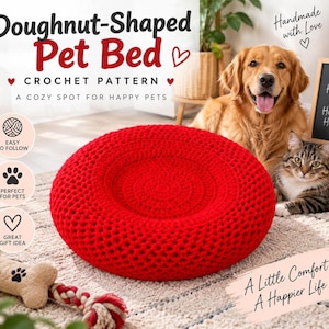 Häkelanleitung für ein Donut-Haustierbett, gemütliches Katzen- und Hundenest (PDF-Download)