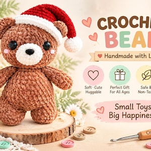 Modèle d'ours en crochet amigurumi, idéal pour les débutants, téléchargement PDF instantané