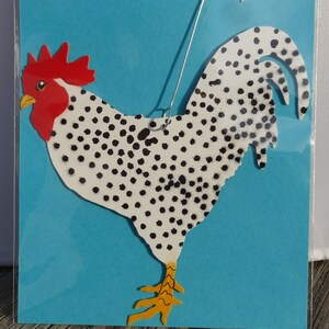 Metal Spotted Rooster Ornament