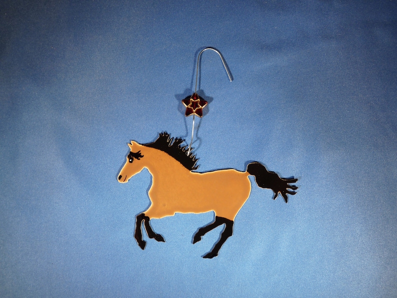 Metal Brown and Black Horse Ornament W/ Star Etsy