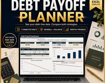 Debt Payoff Tracker Spreadsheet | Snowball & Avalanche Calculator, Excel Budget Planner