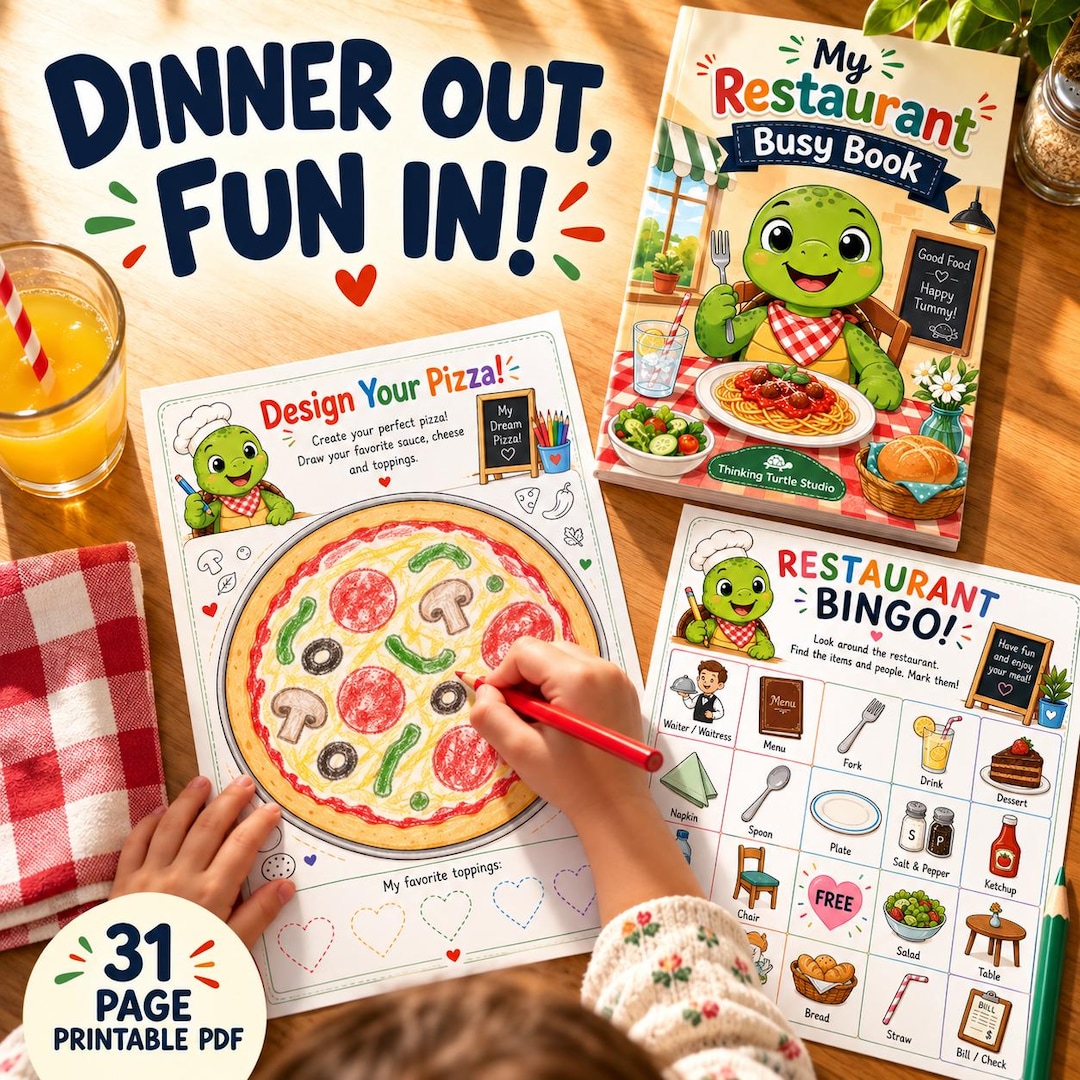 Restaurant Busy Book for Kids | Printable Restaurant Activities, Games ...