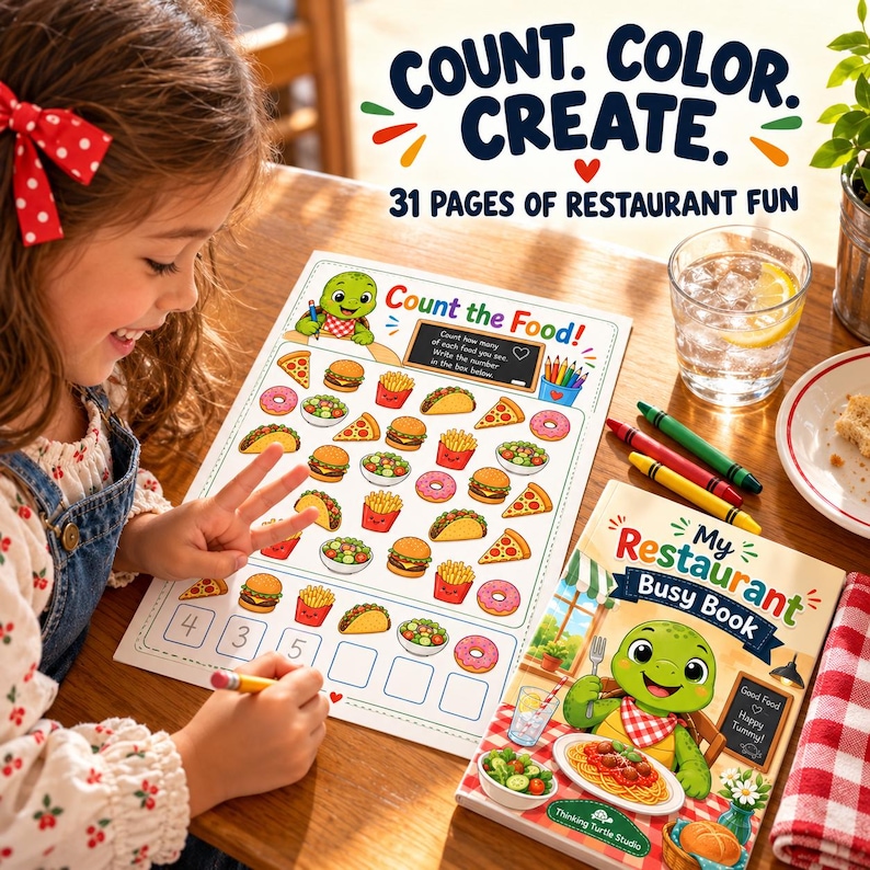 Restaurant Busy Book for Kids | Printable Restaurant Activities, Games ...
