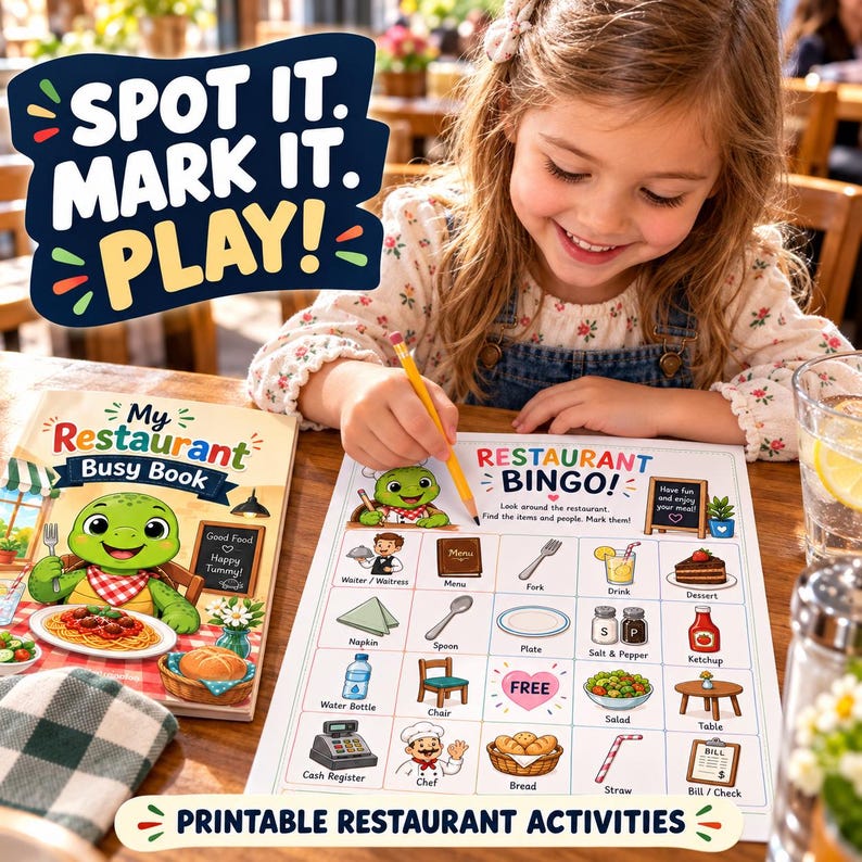 Restaurant Busy Book for Kids | Printable Restaurant Activities, Games ...