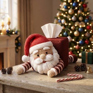 Virkat julklappspappersask med mönster i PDF-format, virkmönster för julklappspappershållare, julklappspappersfodral, juldekoration, gör-det-själv-present