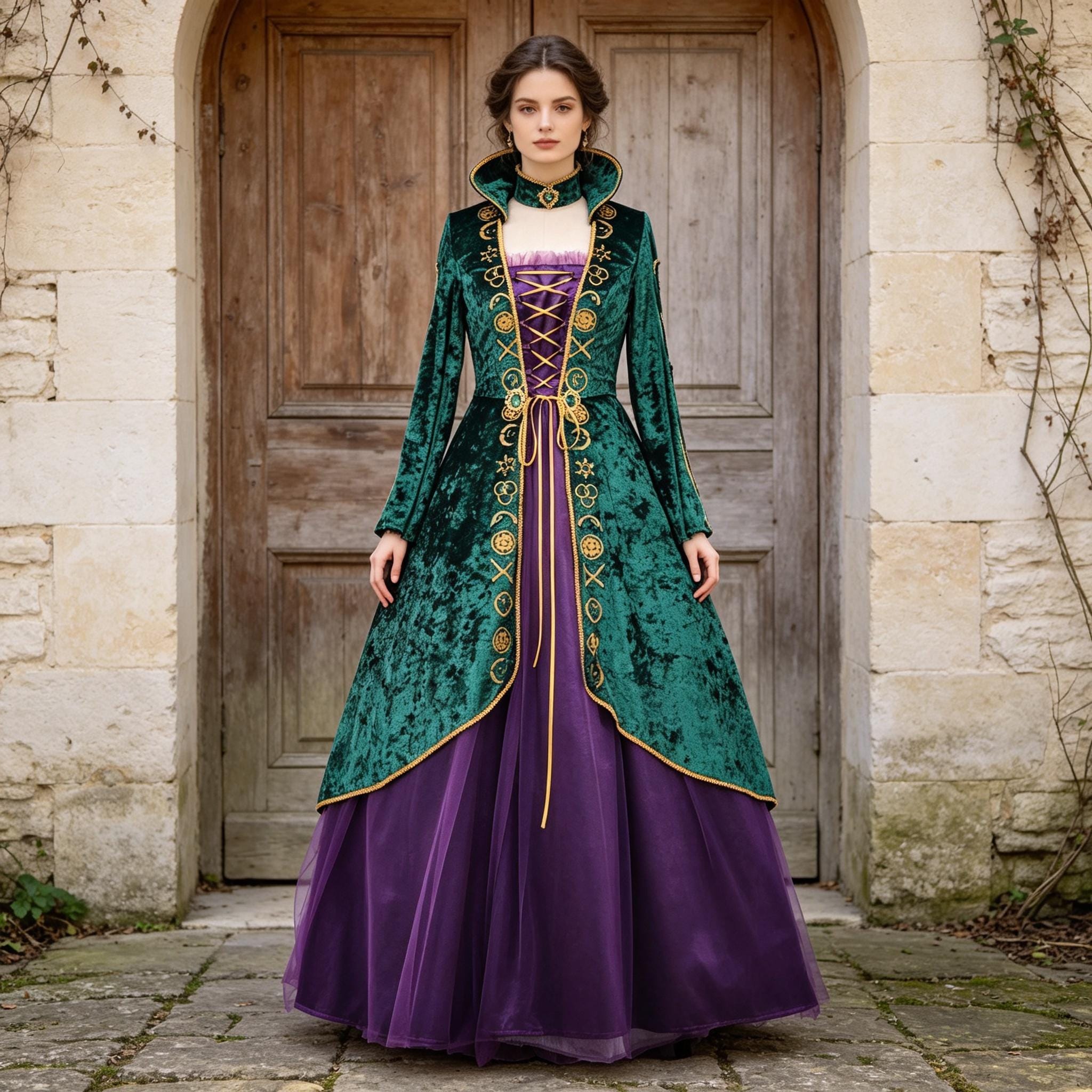 purple gold and green dress Medieval brunchclub
