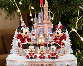 Personalized Mickey Family Christmas Ornament, Custom Name Holiday Keepsake, Cute Family Tree Decoration, Christmas Gift for Mickey Fans