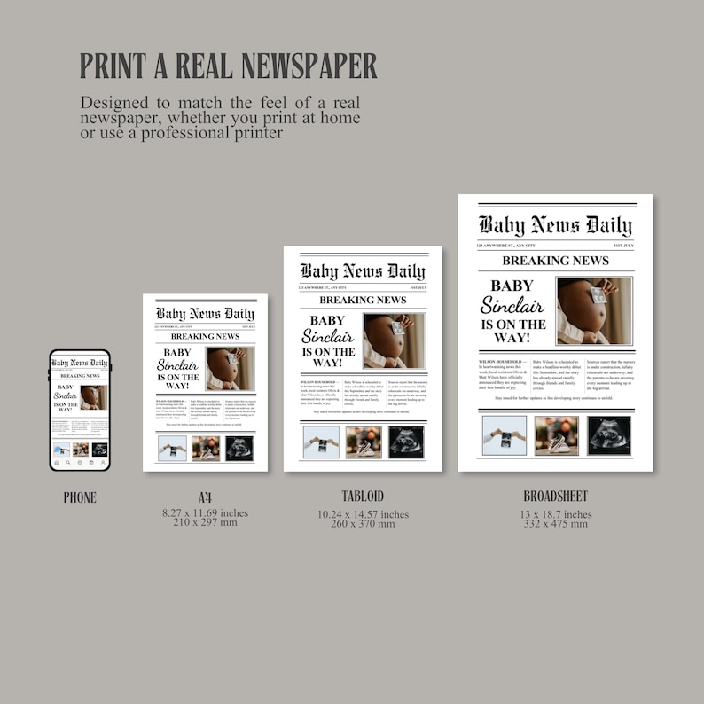 Tableid Template Newspaper Pregnancy Announcement, Large Newspaper Baby Announcement ...