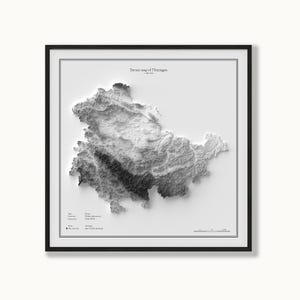 Thuringia Shaded Relief Map Print, Topographic Germany Wall Art, Thuringia Gift