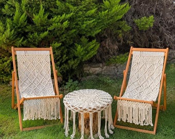 Silla de patio de macramé estilo bohemio