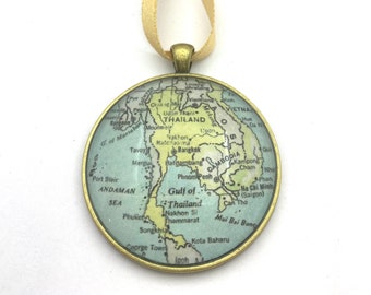 Thailand 40mm Map Ornament Vacation Wedding Travel