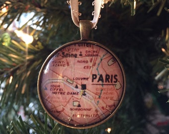 Paris Map Ornament Travel Souvenir 40mm