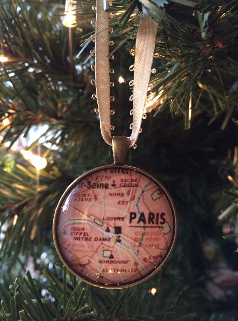 Paris Map Ornament Travel Souvenir 40mm image 1