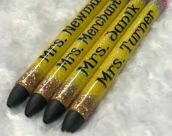 Bolígrafo para profesores, bolígrafos con purpurina, regalo para profesores, bolígrafos recargables, bolígrafos personalizados, bolígrafos con purpurina personalizados, bolígrafo de tinta de gel, regalo de Navidad para profesores, bolígrafo de tinta